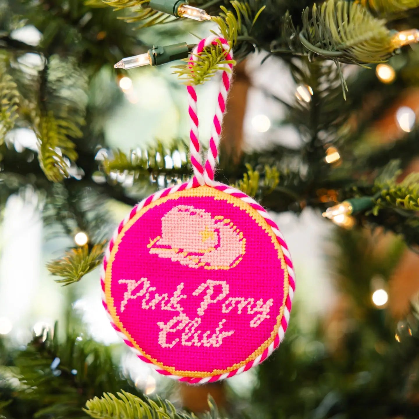 Needlepoint Ornament - Pink Pony Club