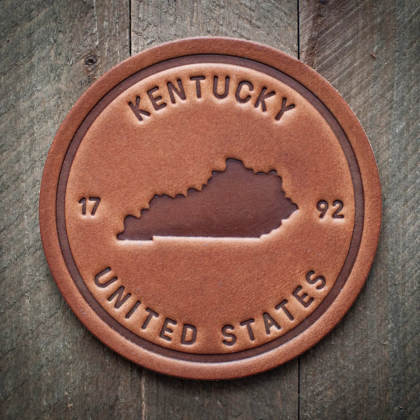 Kentucky State Silhouette Leather Coaster