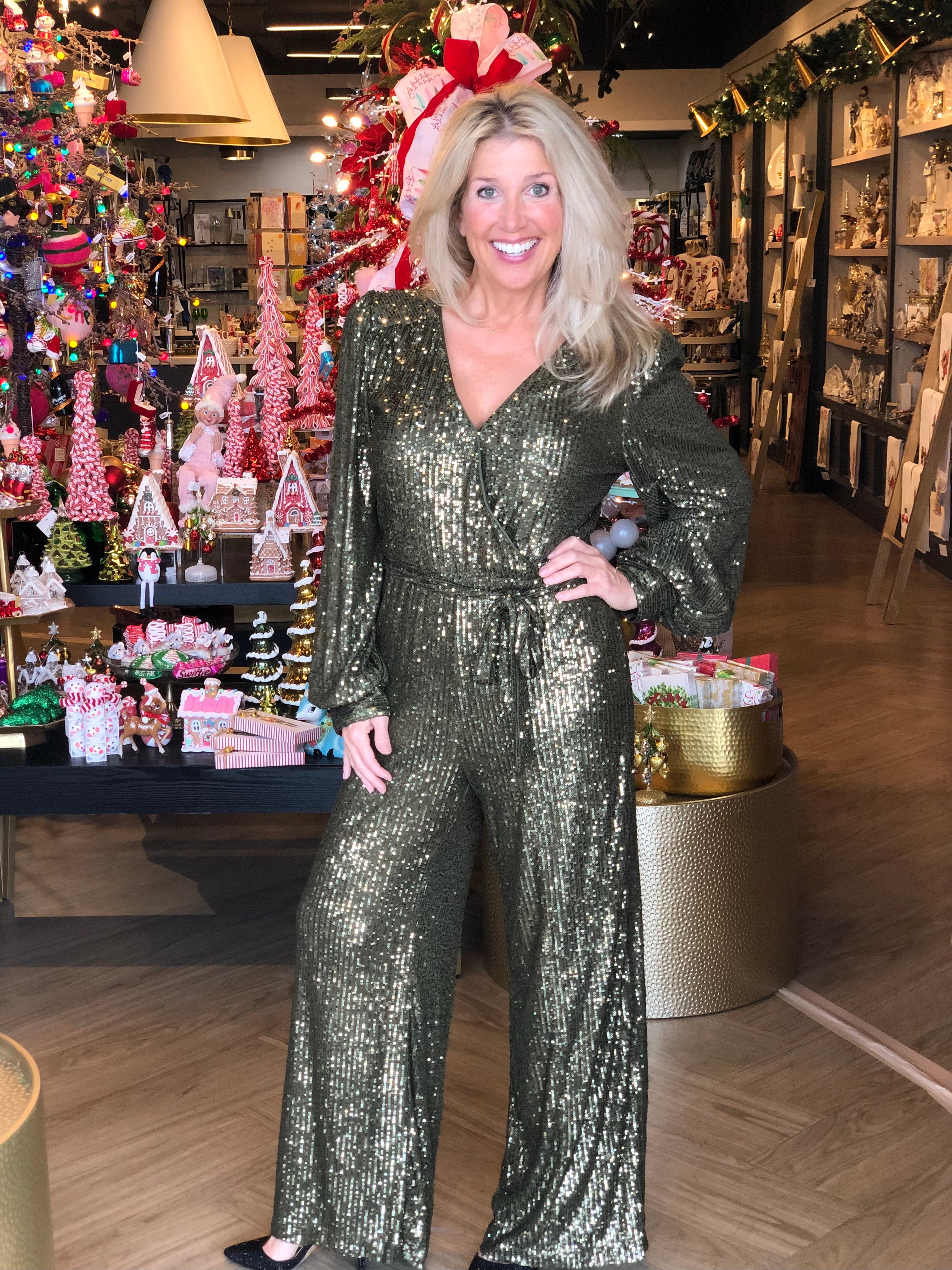 Sequin Wrap Jumpsuit