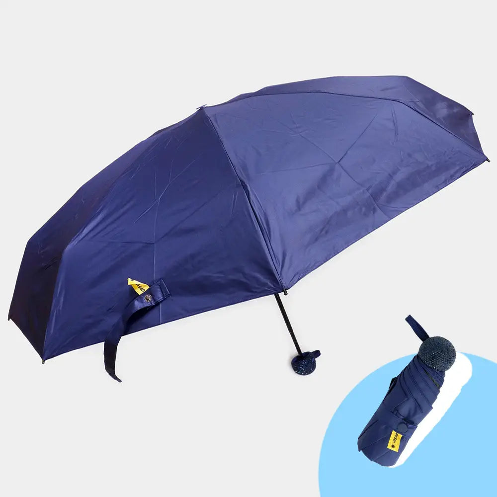 Bling Handle Pointed Foldable Umbrella-Navy