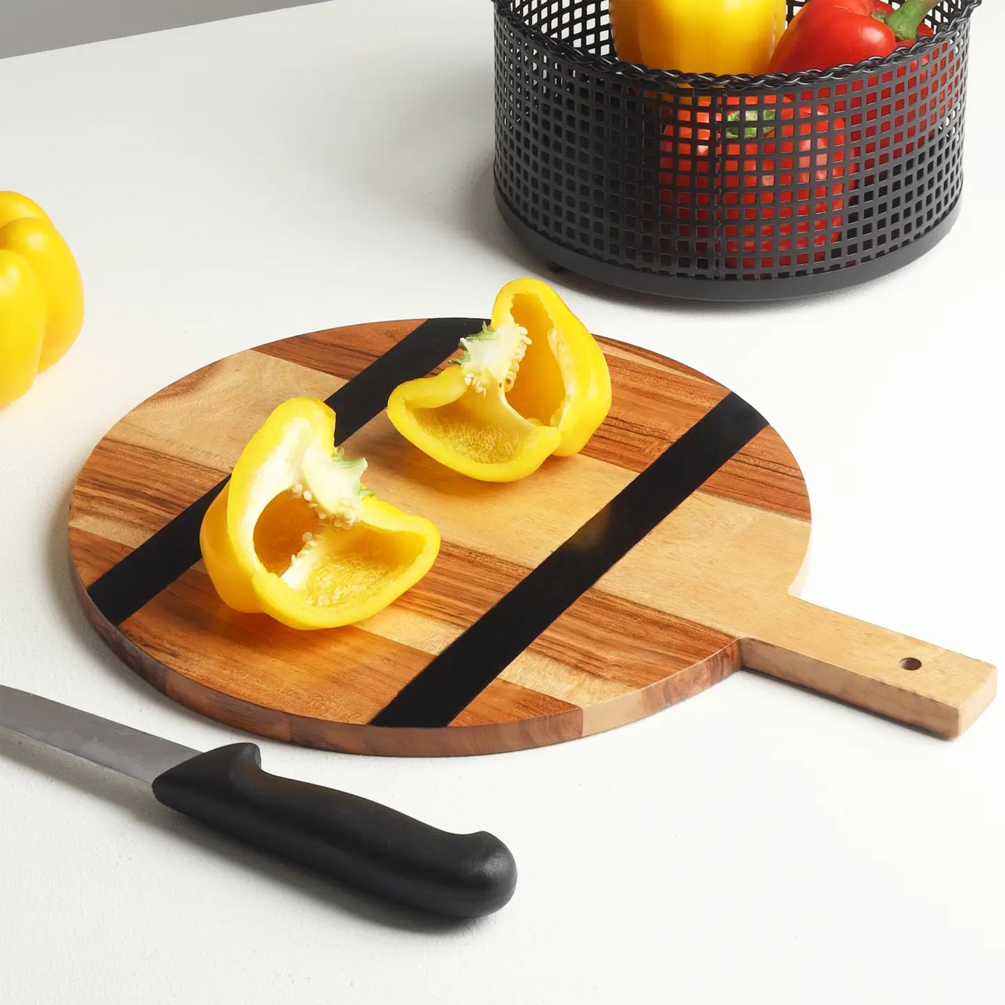 Round Natural Board w/ Black Strip