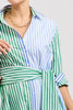The Luna Over sized Long Shirtdress | Blue and Green Stripe