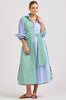The Luna Over sized Long Shirtdress | Blue and Green Stripe