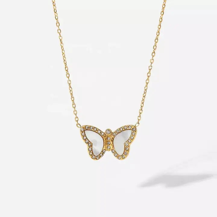 Pave Butterfly Pendant Necklace