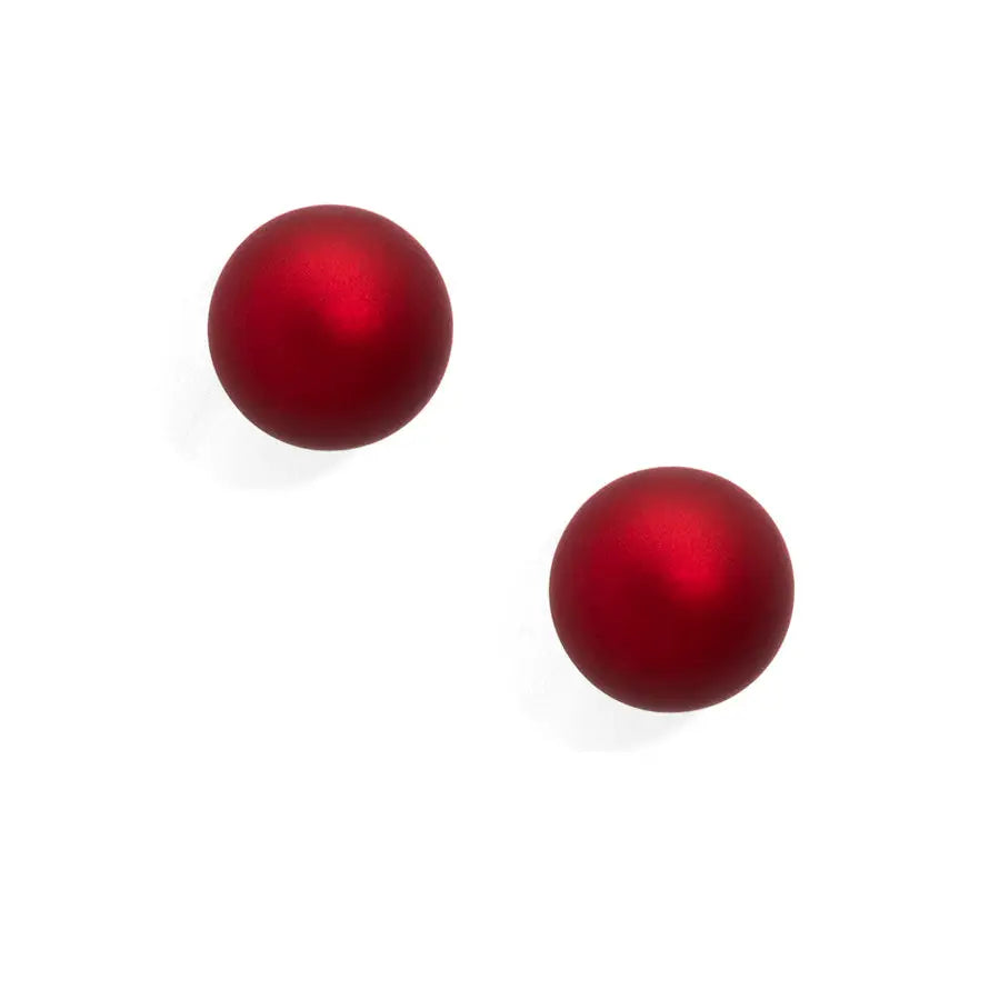Metallic Ball Stud Earring-Red