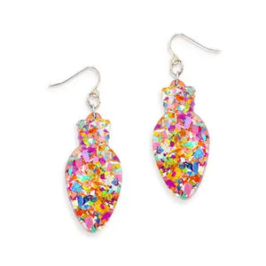 Multi Glitter Christmas Light Earrings