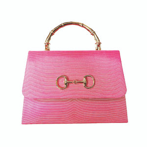 Pink Faille Lulu - Gold Bamboo Handle