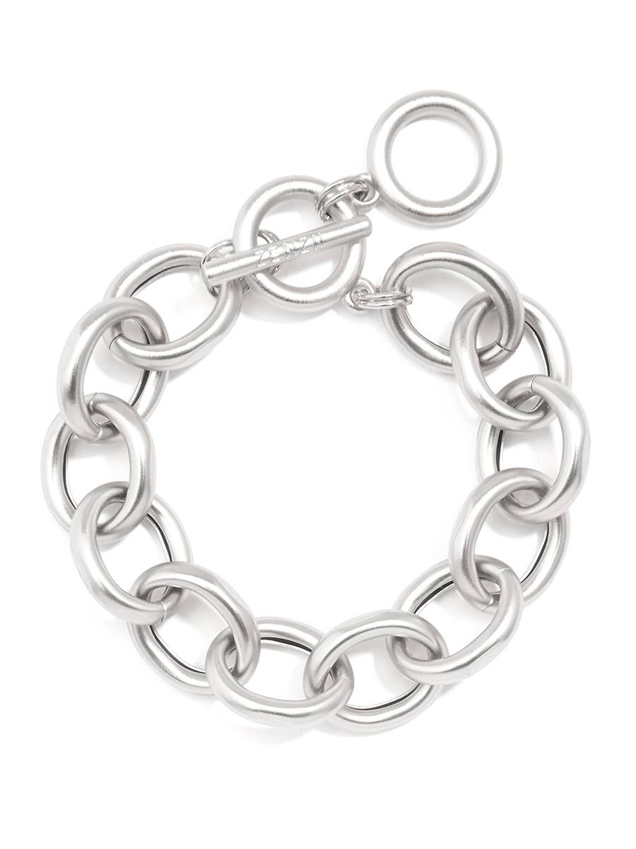 Matte Cable Chain Bracelet: Matte Silver