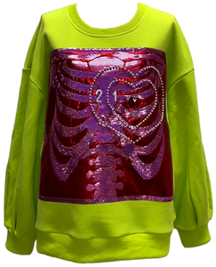 Lime Green Grinch Heart Xray Sweatshirt