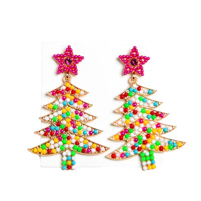 Multi-Color Christmas Tree Earrings