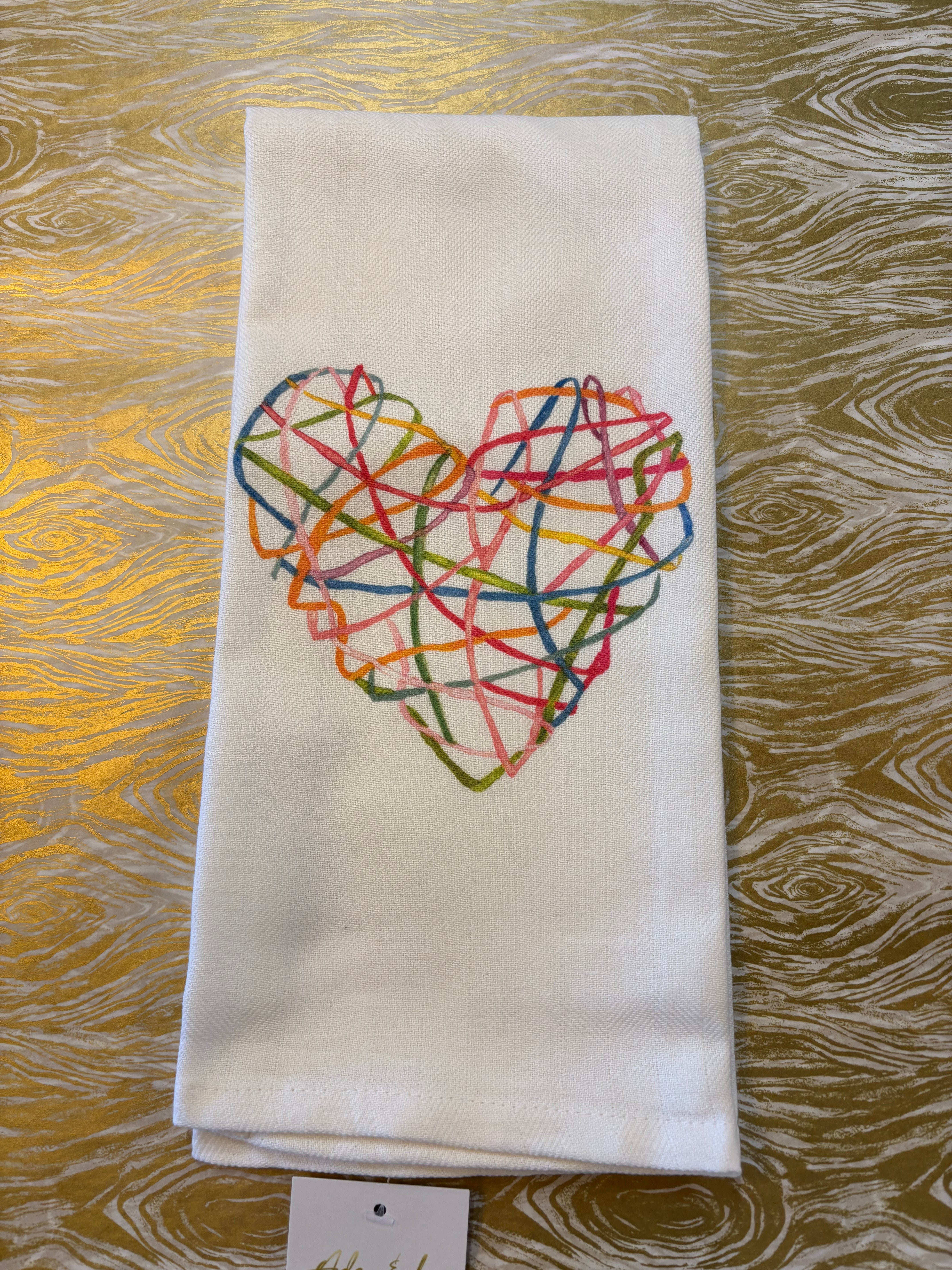 Ribbon Heart Tea Towel