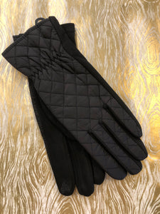 Black Quilted Puffer Gloves