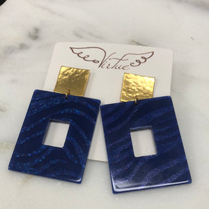 Square Hammered Post Acrylic-Cobalt