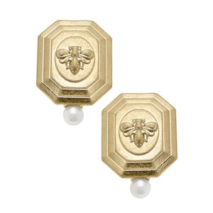 Queen Bee Stud Earrings in Worn Gold