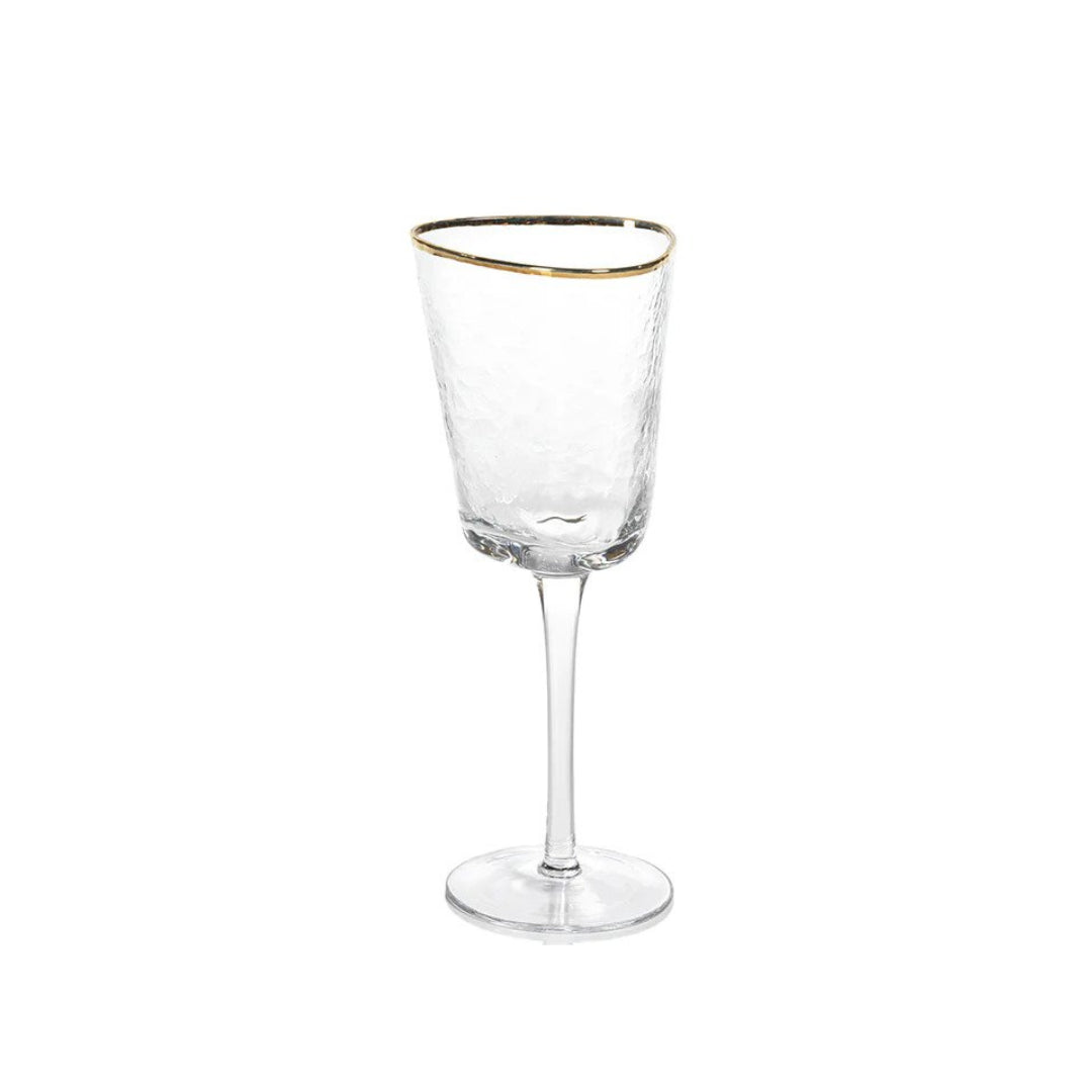 Aperitivo Gold Rim Triangular Wine Glass