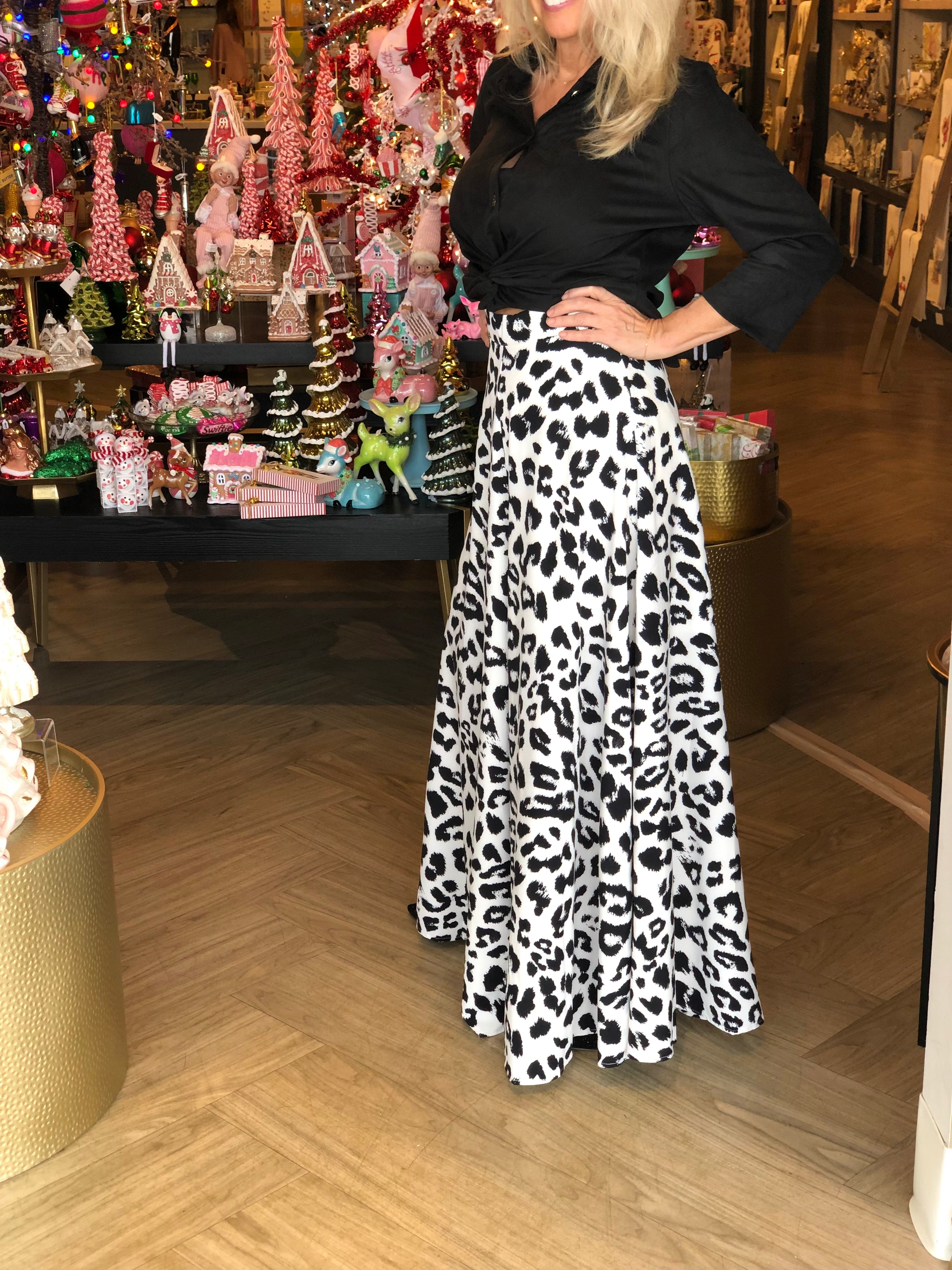 White Leopard Wide Leg Pants