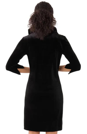 Ruffneck Dress - Black Silky Velvet