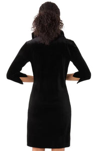 Ruffneck Dress - Black Silky Velvet