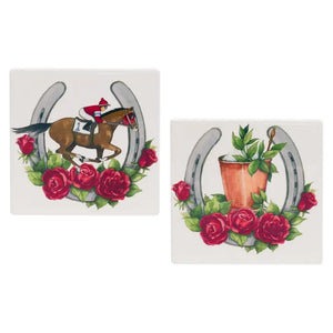 Kentucky Derby Jockey & Julep 4" Ceramic Coaster