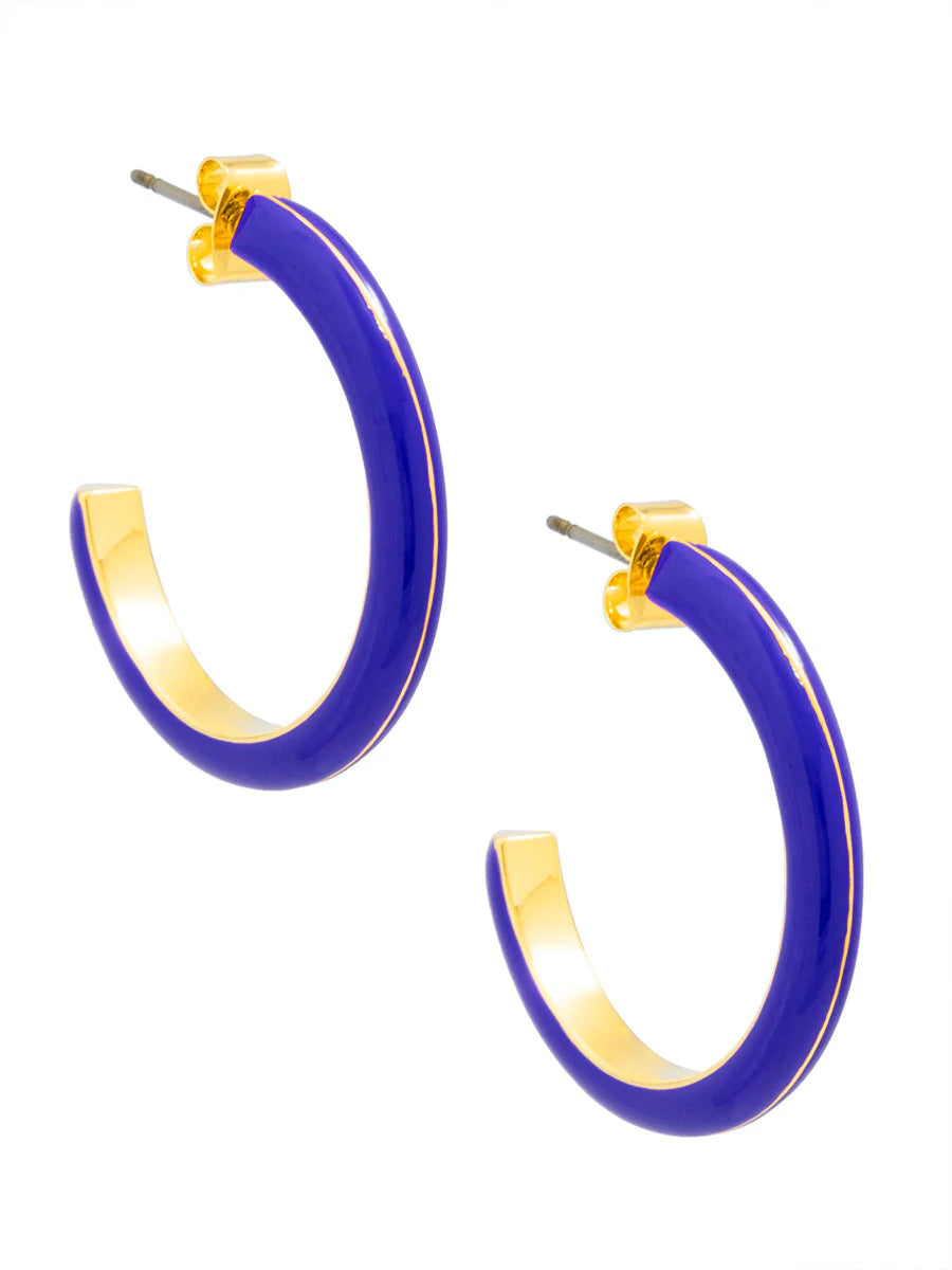 Enamel C-Shape Earring - Cobalt