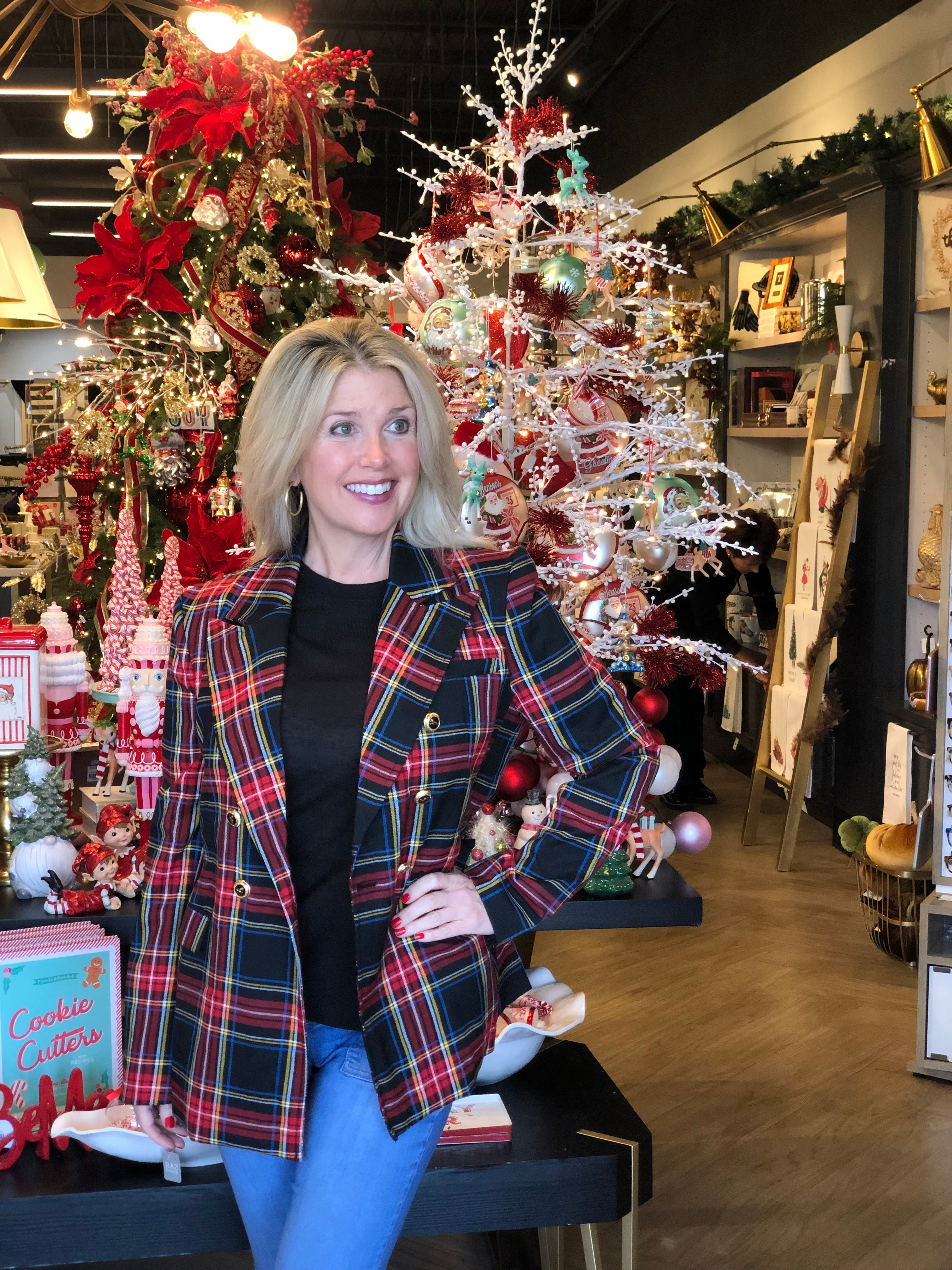 Red/Black Grounded Plaid Blazer