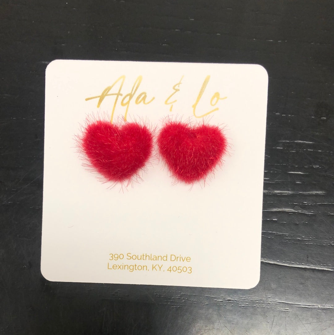 14mm Fuzzy Valentine Hearts -Earrings