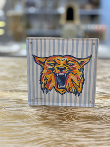Framed The Wildcat Blue Striped Background Print