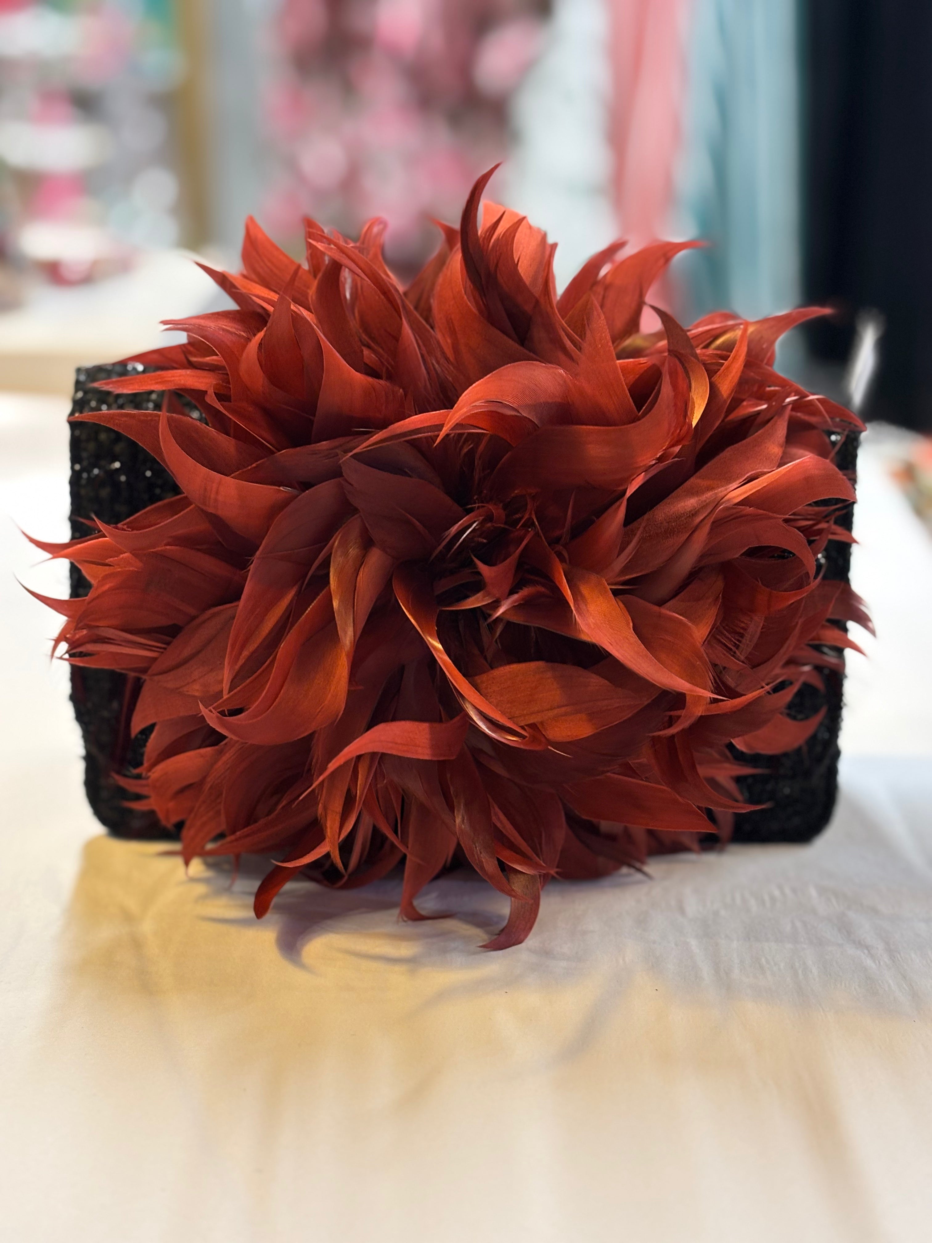 Red Feather Clutch