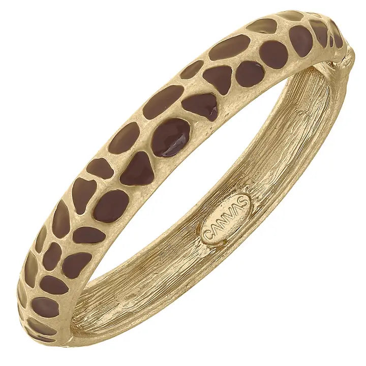 Gloria Skinny Hinge Bangle in Giraffe & Worn Gold