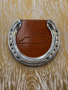 Leather Horseshoe Coaster with State of Kentucky