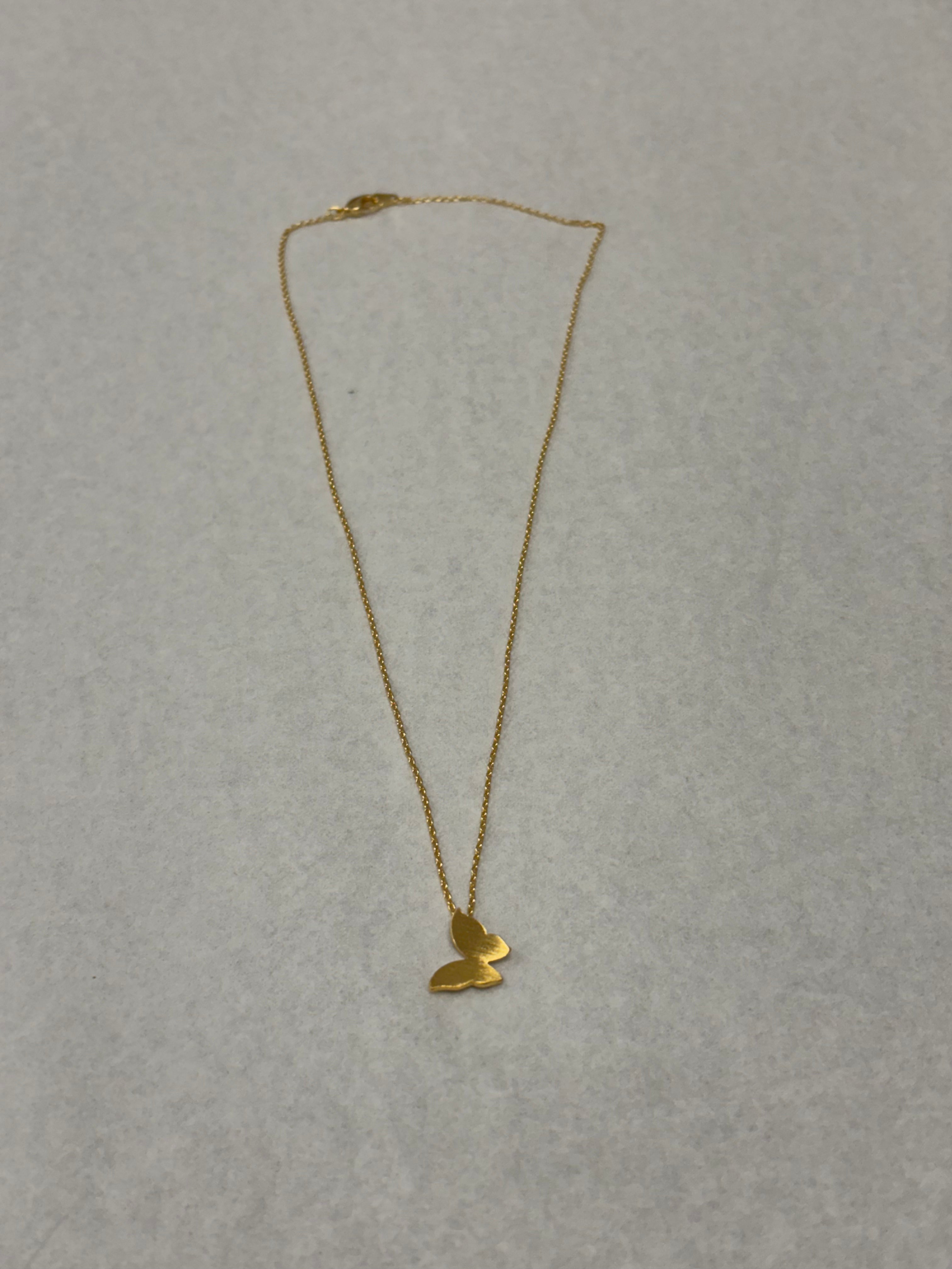 Gold Mini Butterfly Pendant Necklace