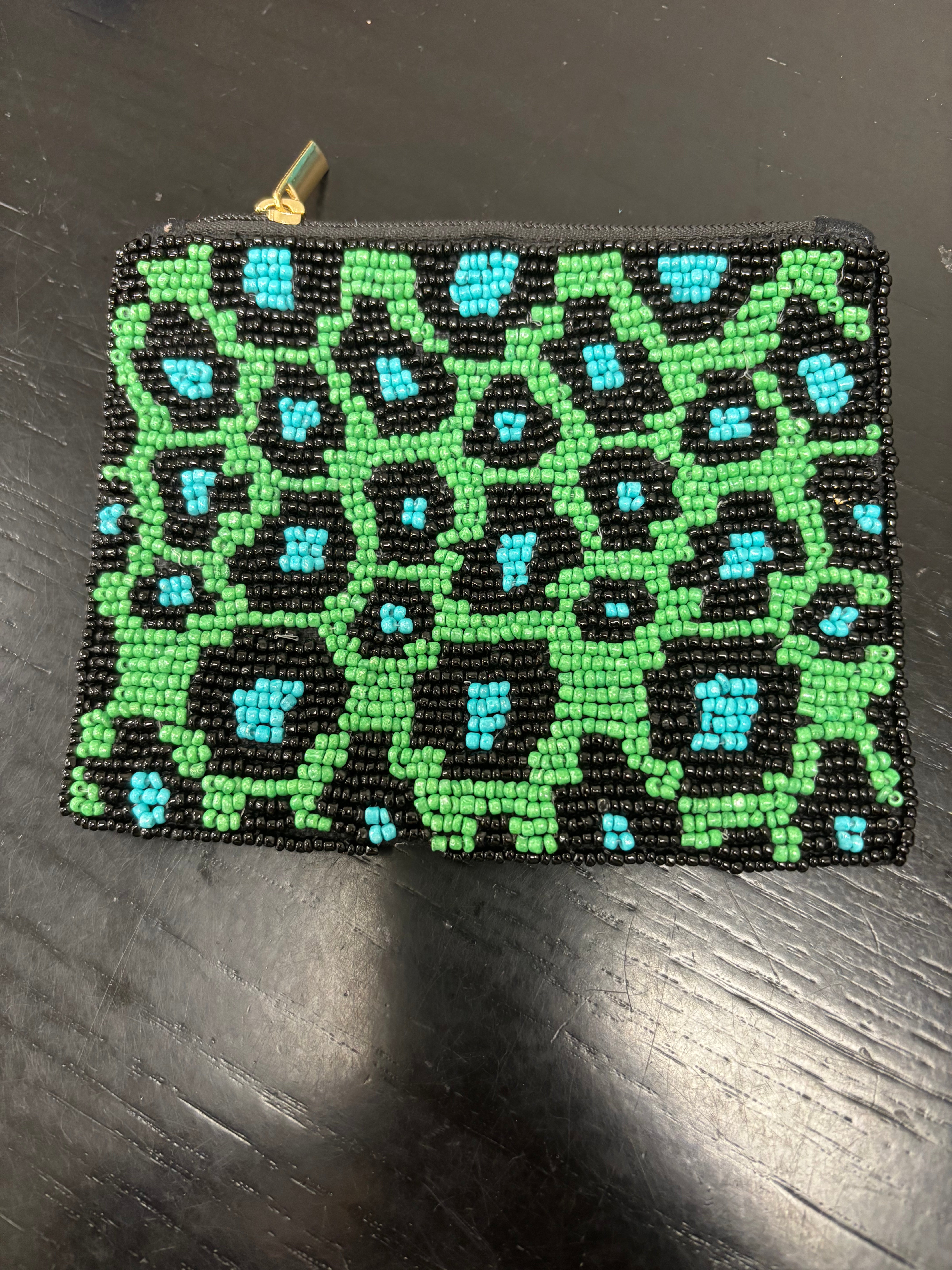 Blue and Green Leopard Print Coin Purse