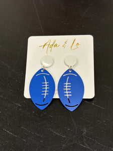 Blue and White Football Earrings