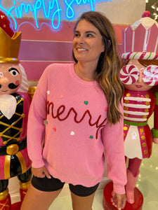 'Merry' Pink Knit Sweater