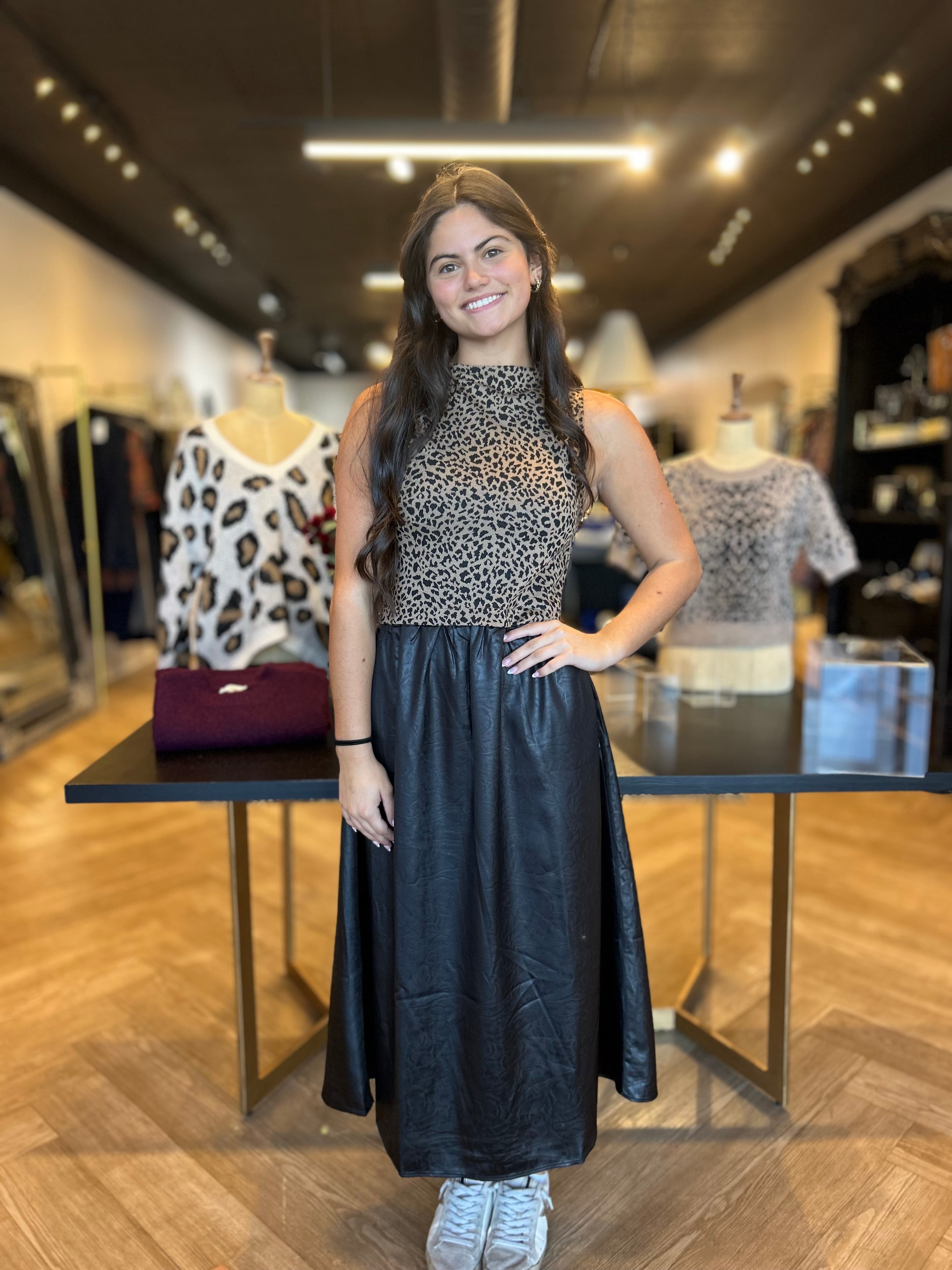 Sleeveless Cheetah Print Maxi Dress