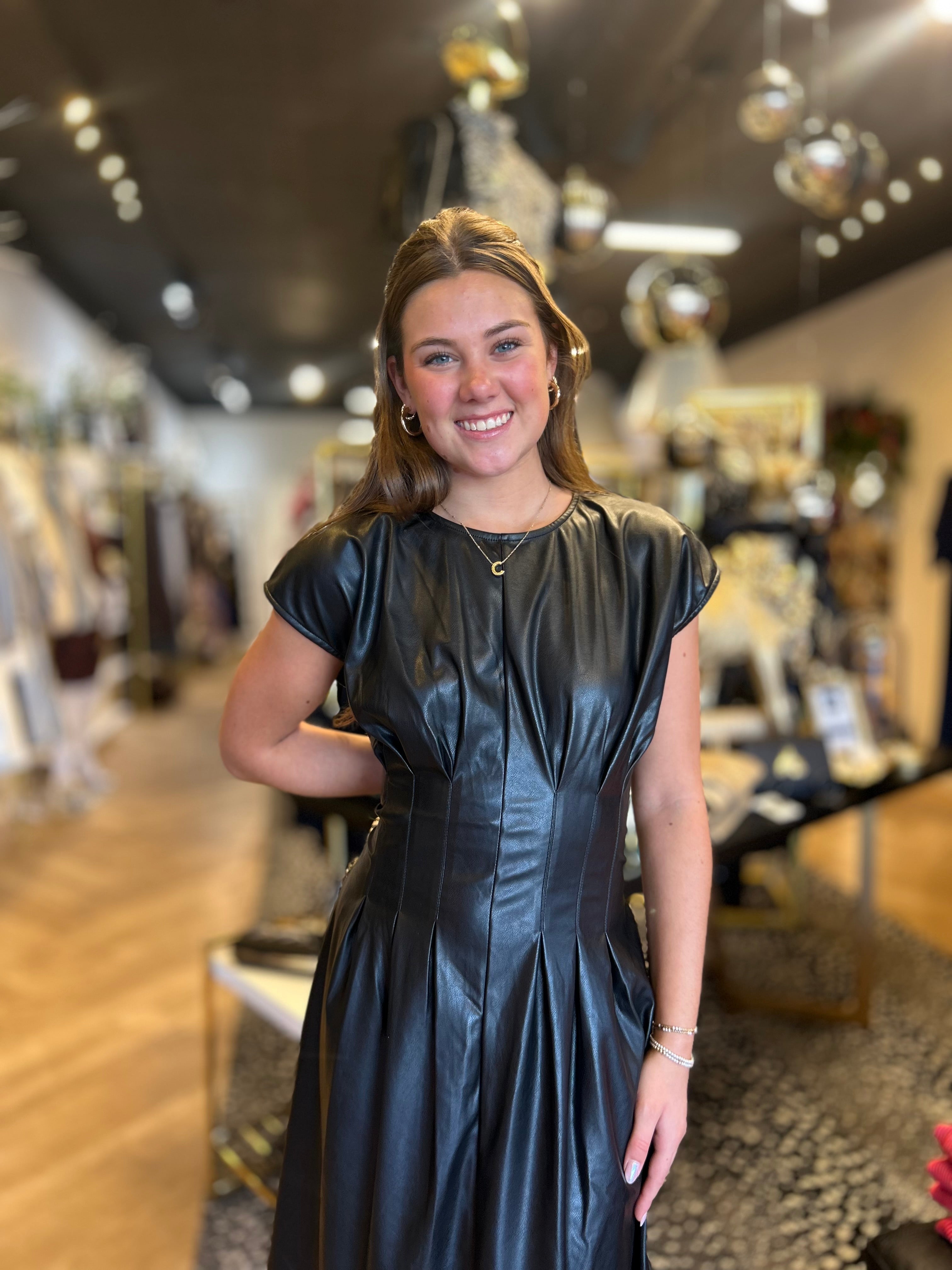 Sleeveless Leather Midi Dress