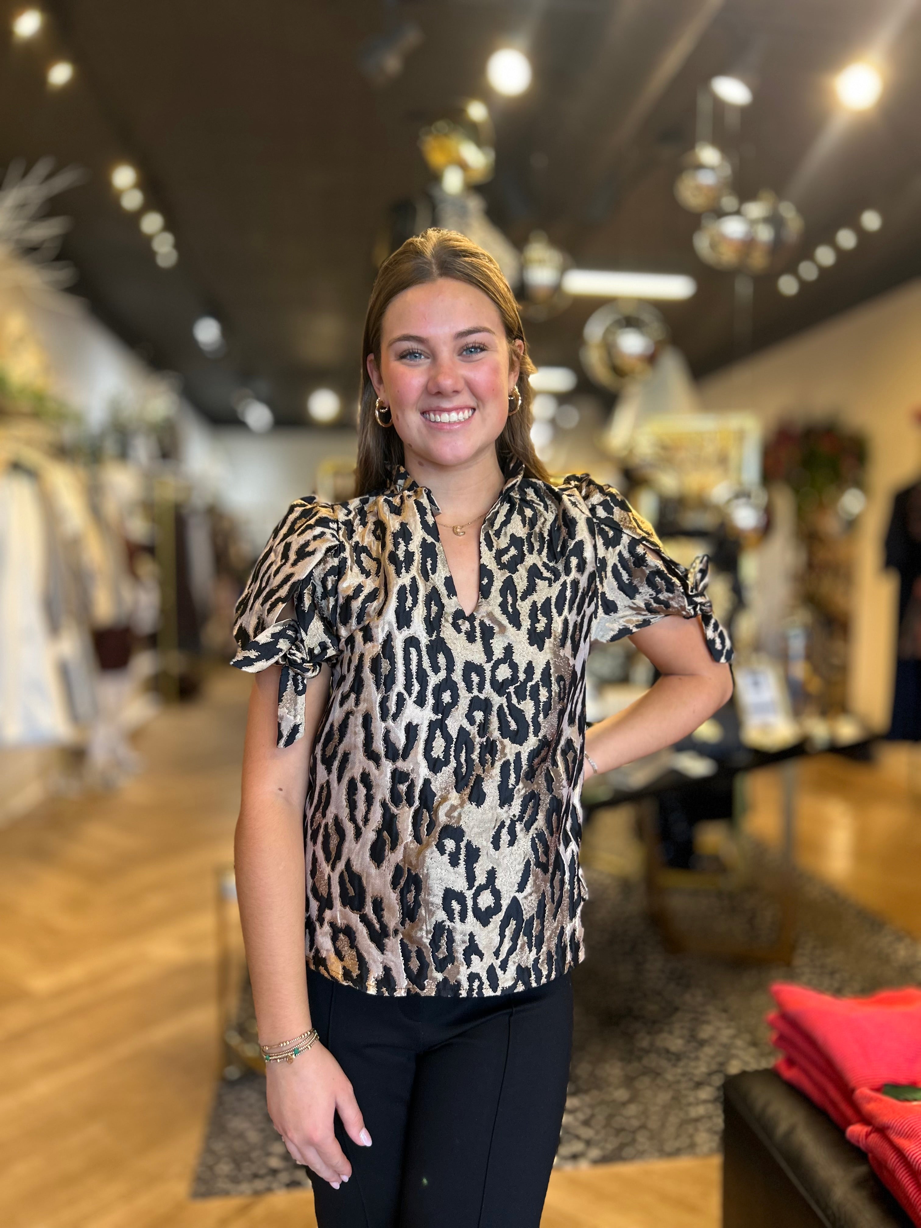 Metallic Cheetah Print Top