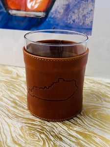 Leather Sleeved Rocks Glass - Kentucky State