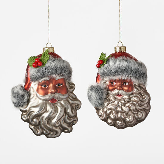 Santa Head w/Furry Cap Ornament