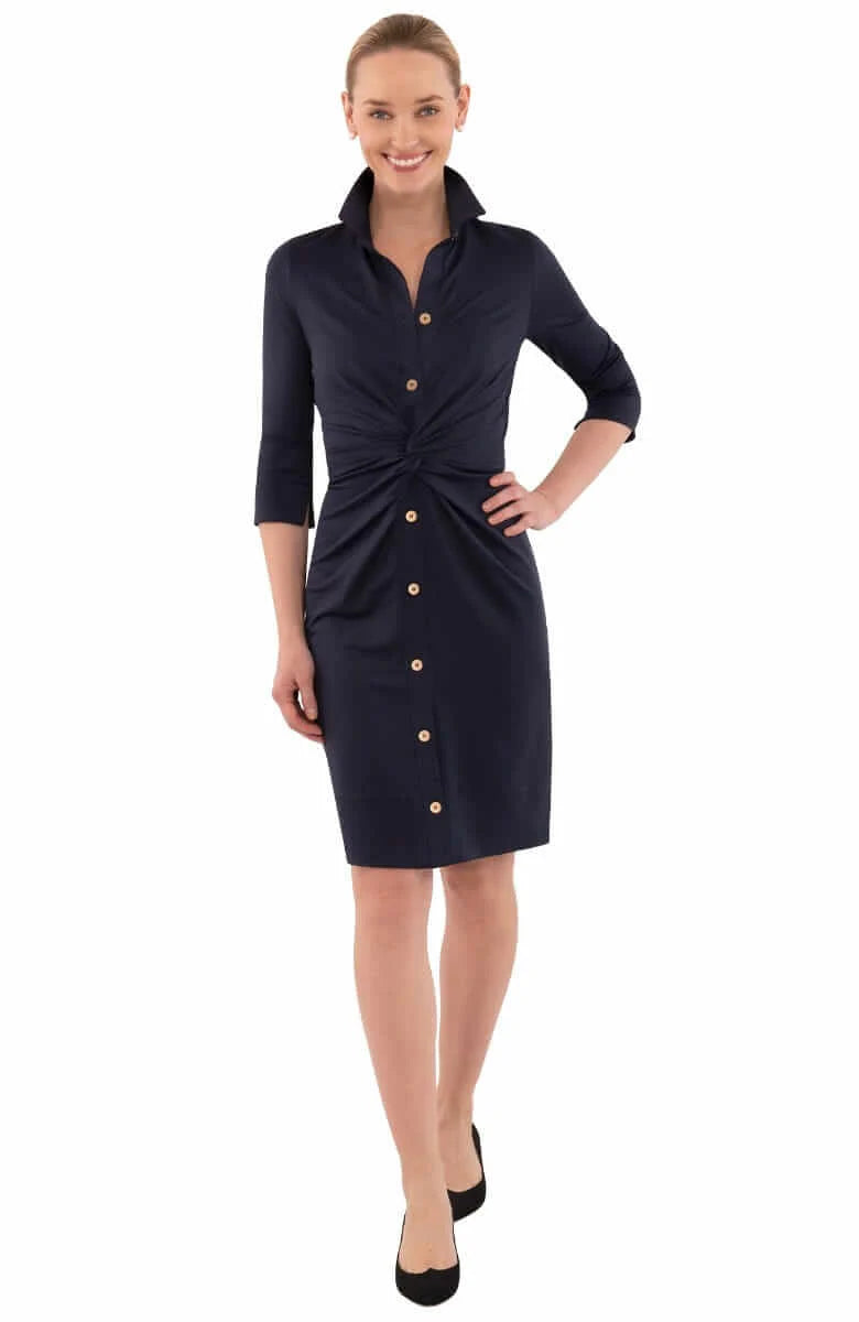 Twist & Shout Dress - Solid Navy