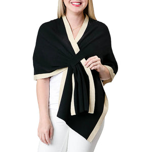 Katie Knit Keyhole Wrap-Black/Gold