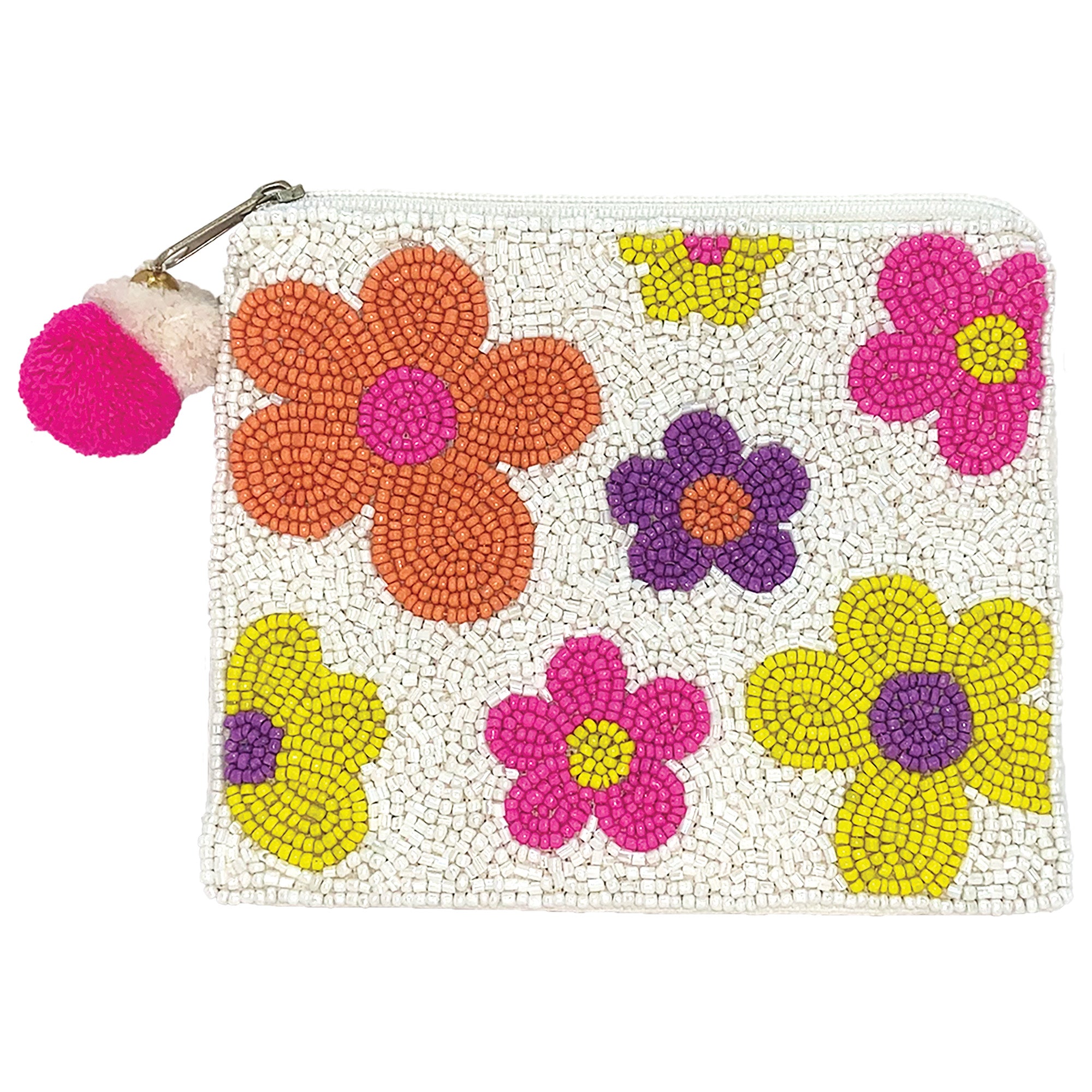 Multi Floral Beaded Pouch