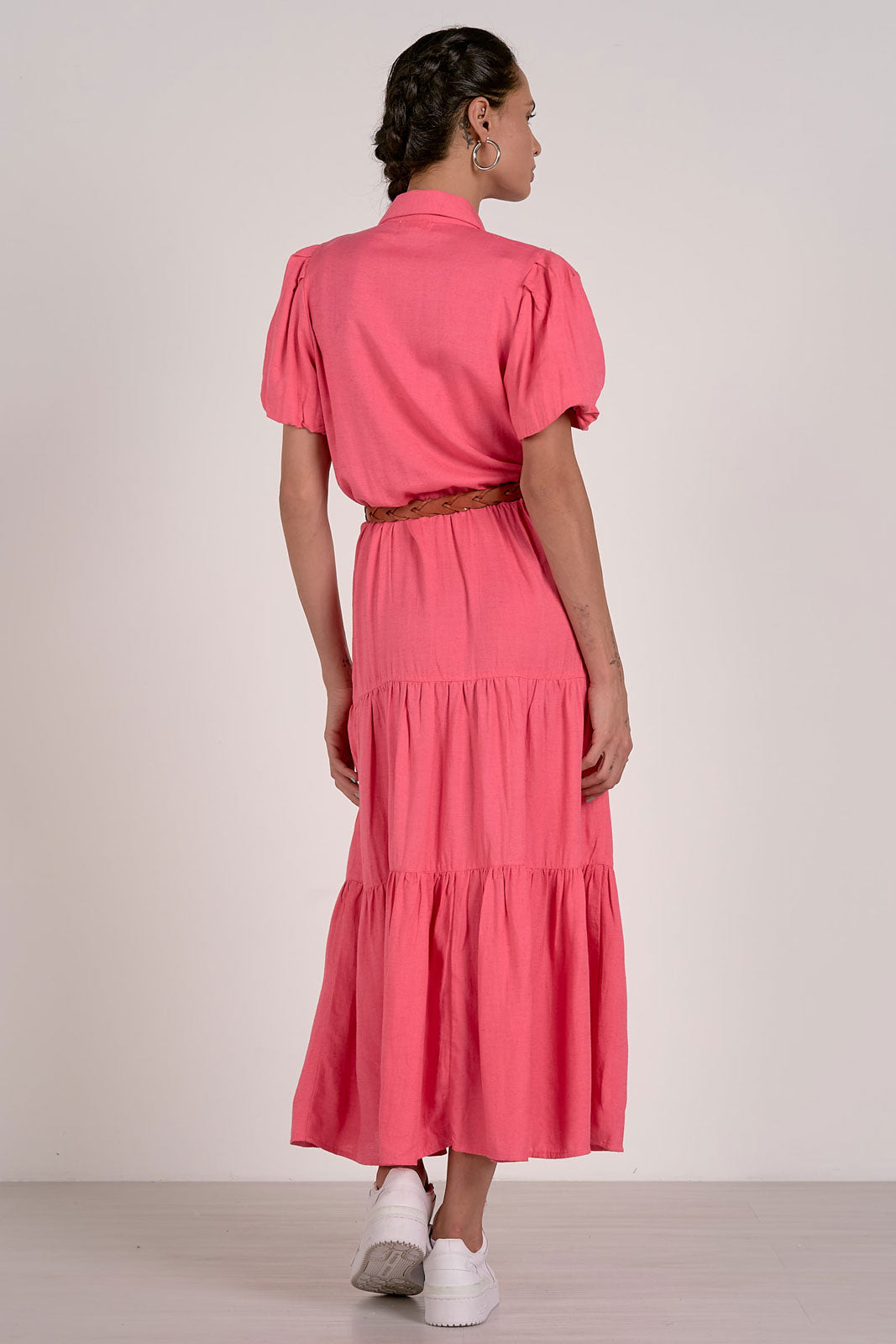 Pink Midi Tiered Dress