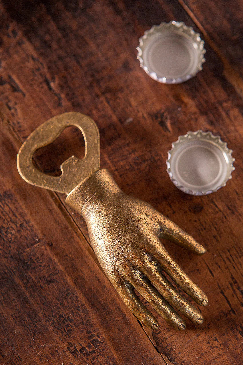 Iron Hand Bottle Opener with Gold Leafing