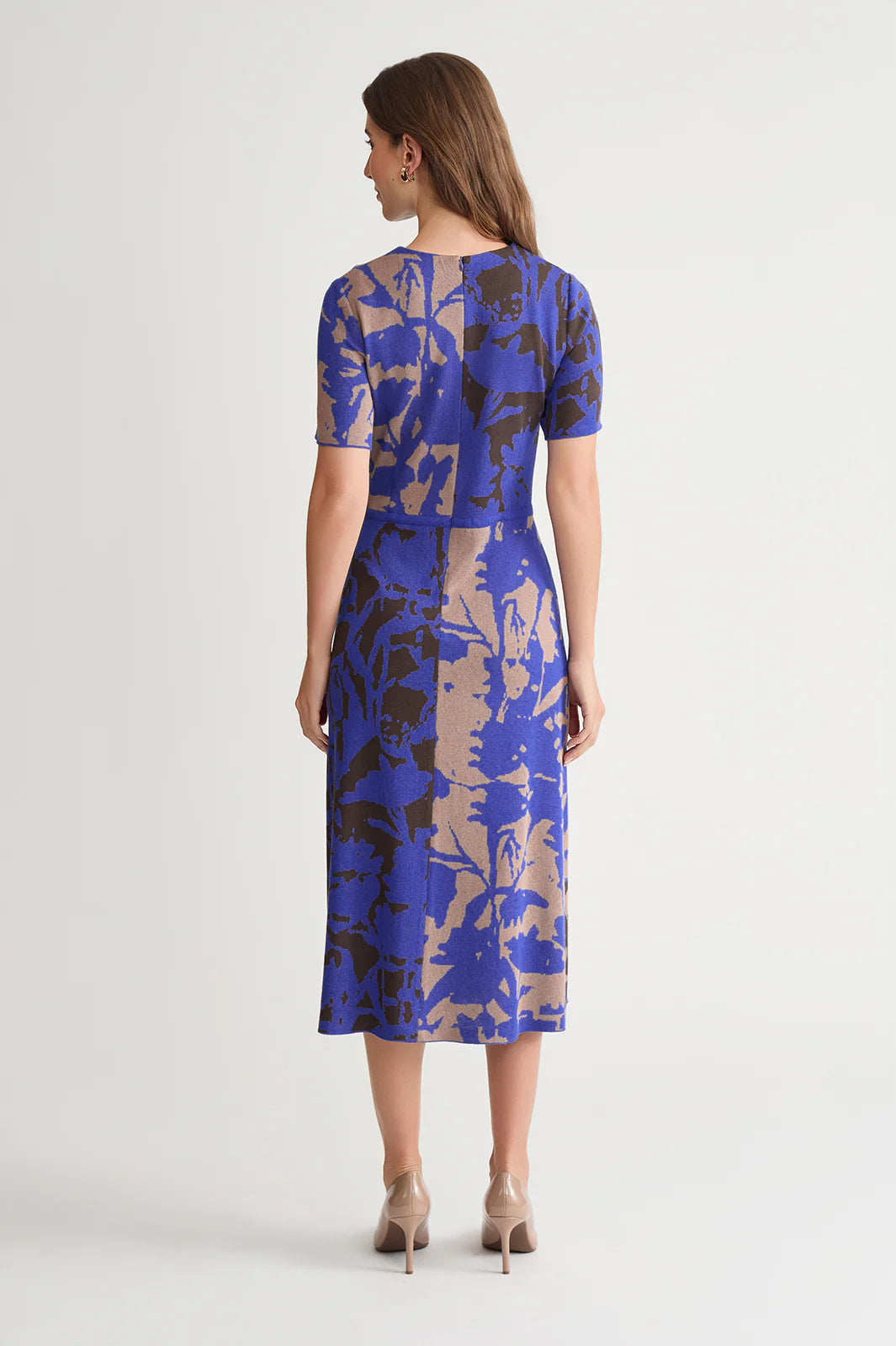 Floral Colorblock Soft Knit Midi Dress