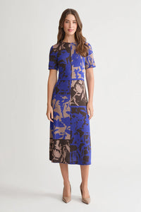 Floral Colorblock Soft Knit Midi Dress