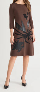A-Line Botanical Applique Knit Dress