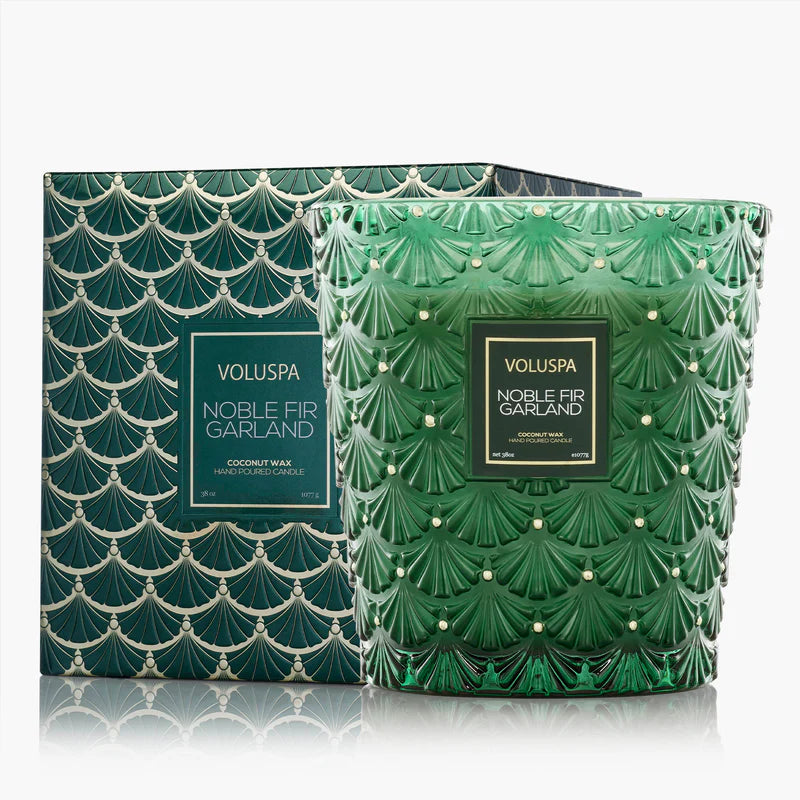 Noble Fir Garland 3 Wick Hearth Candle