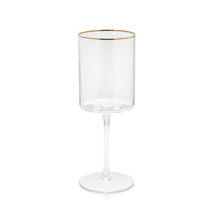 Optic Red Wine Glass with Gold Rim