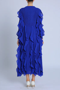 Avery Ruffled Detail Pleats Maxi Dress